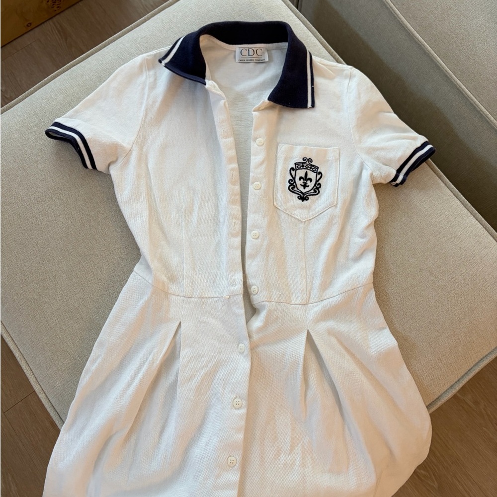 CDC White Dress with Navy Collar and Crest